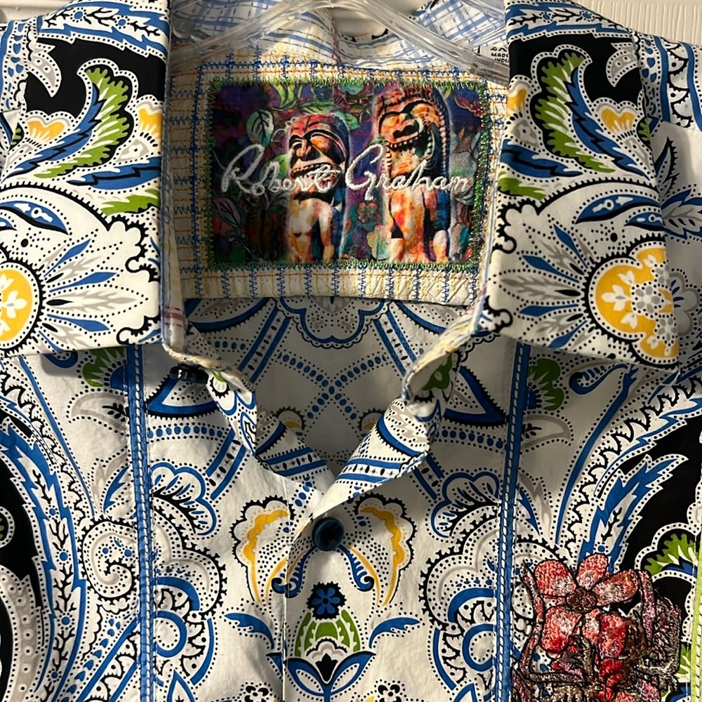 Robert Graham Button Front Long Sleeve Shirt Paisley Multi Color